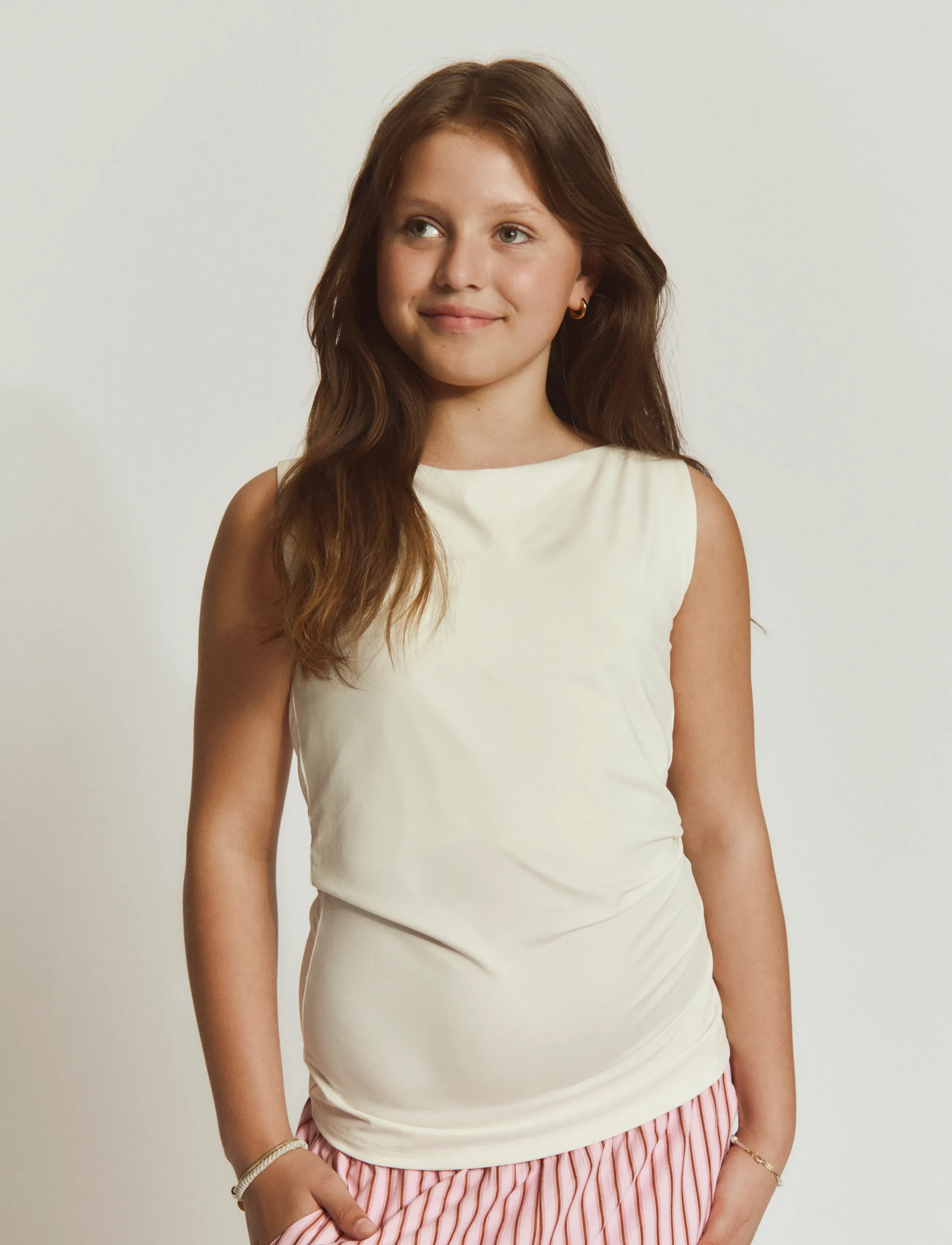 Rosemunde Kids Rkbillie Sl Boatneck Top, Børn, Bådudskæring Top, Cream, Str: 164