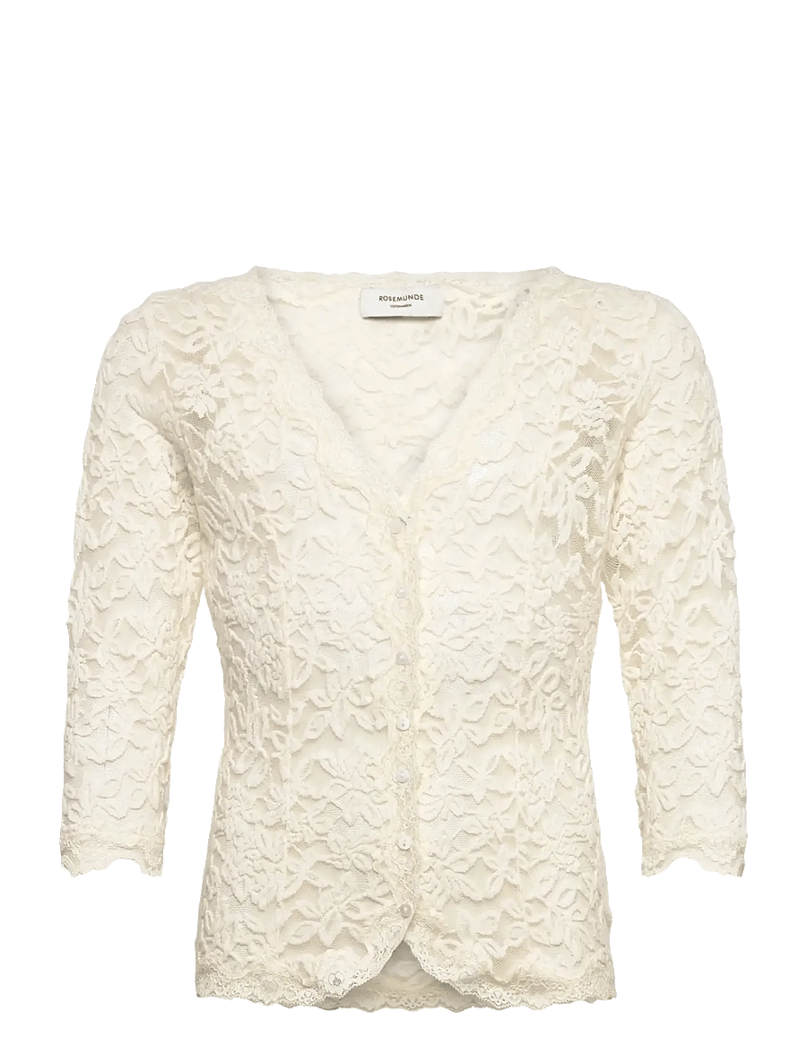 Rosemunde Kids - RKDelicia Lace 3/4 Sleeve Cardigan - långärmade t-shirts - ivory - 0