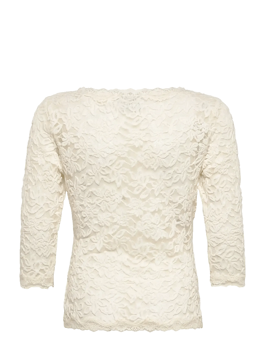 Rosemunde Kids - RKDelicia Lace 3/4 Sleeve Cardigan - långärmade t-shirts - ivory - 1