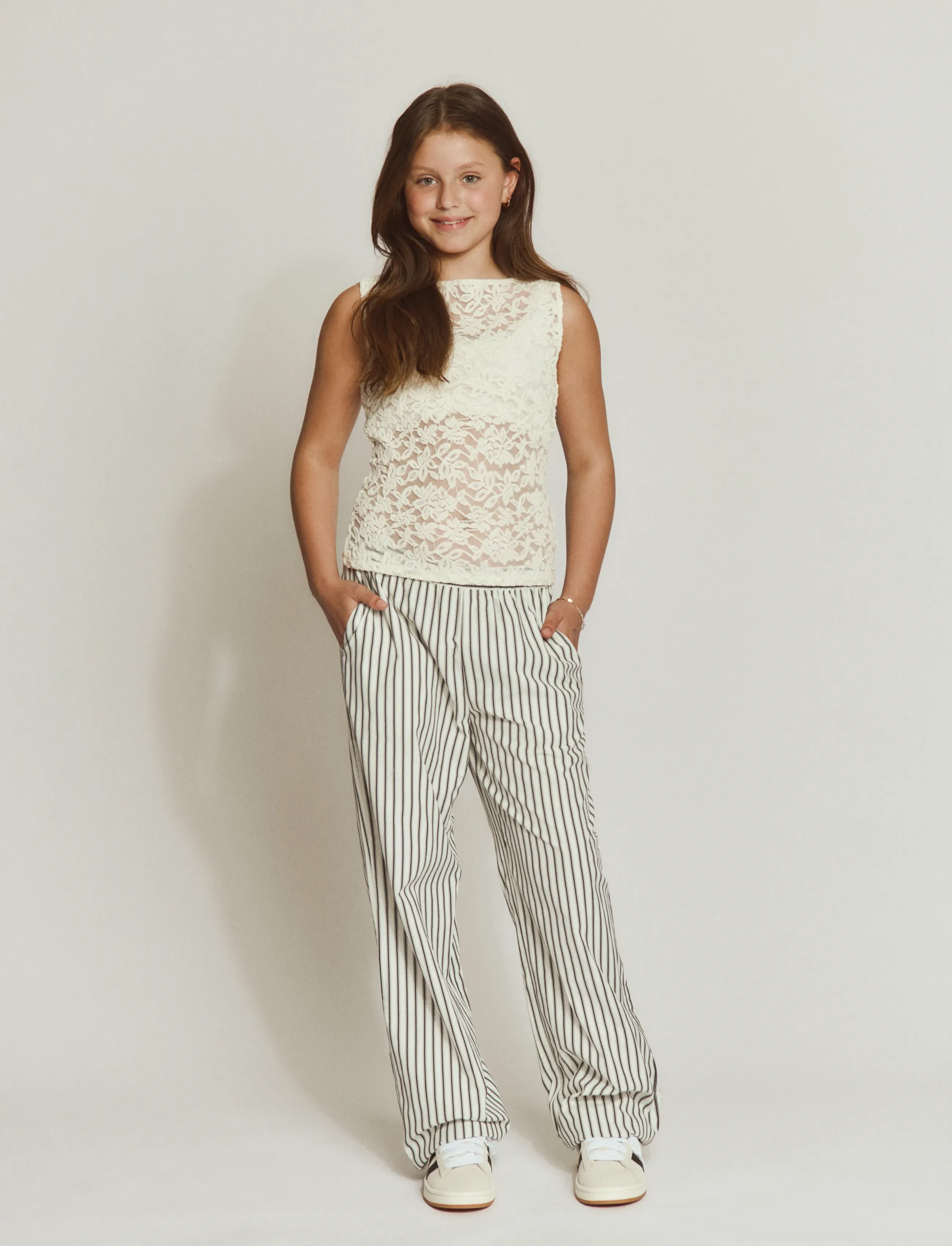 Rosemunde Kids RKDelicia Lace SL Boatneck Top - Ærmeløs undertrøje - IVORY / cream