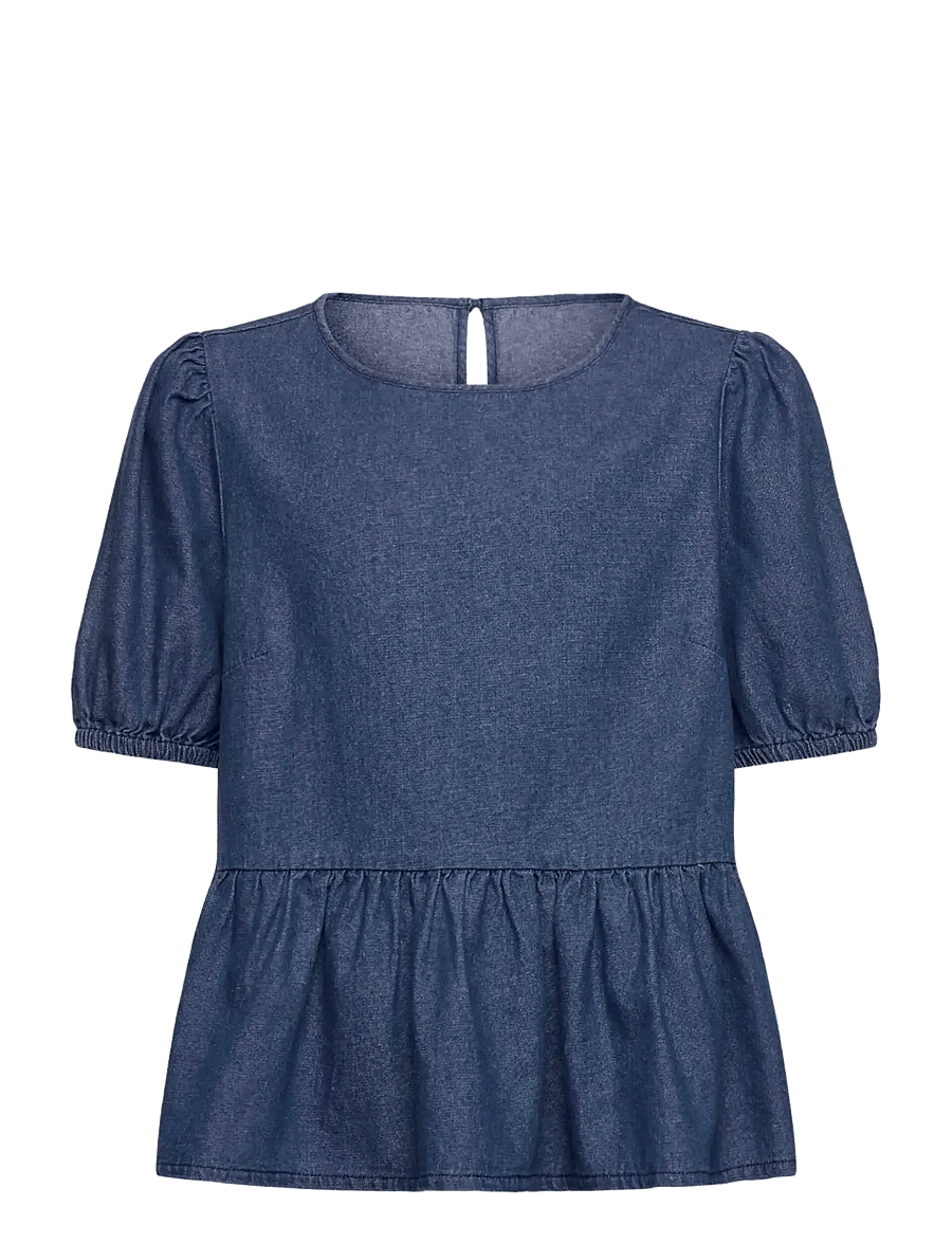Rosemunde Kids - RKLise Denim SS Blouse - blusen & tuniken - denim blue - 1