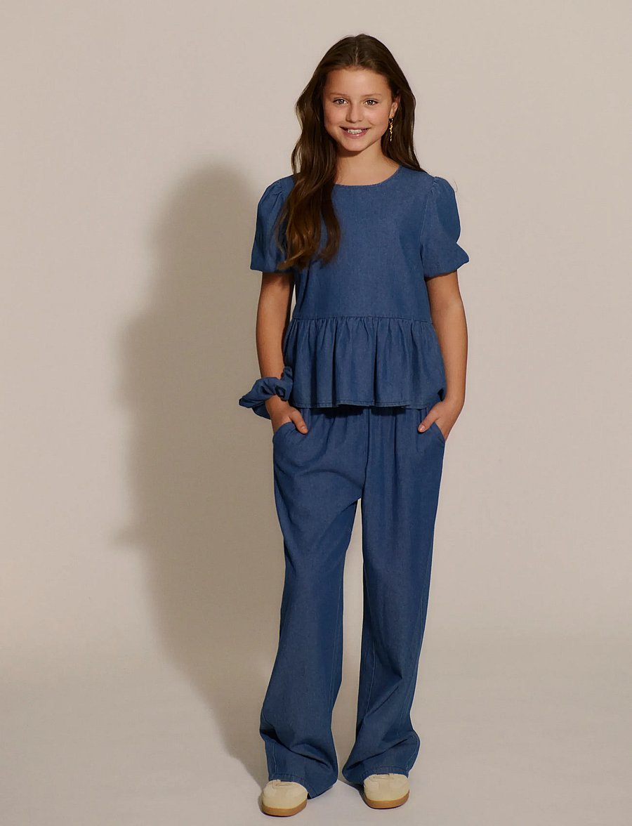 Rosemunde Kids - RKLise Denim SS Blouse - blusen & tuniken - denim blue - 3