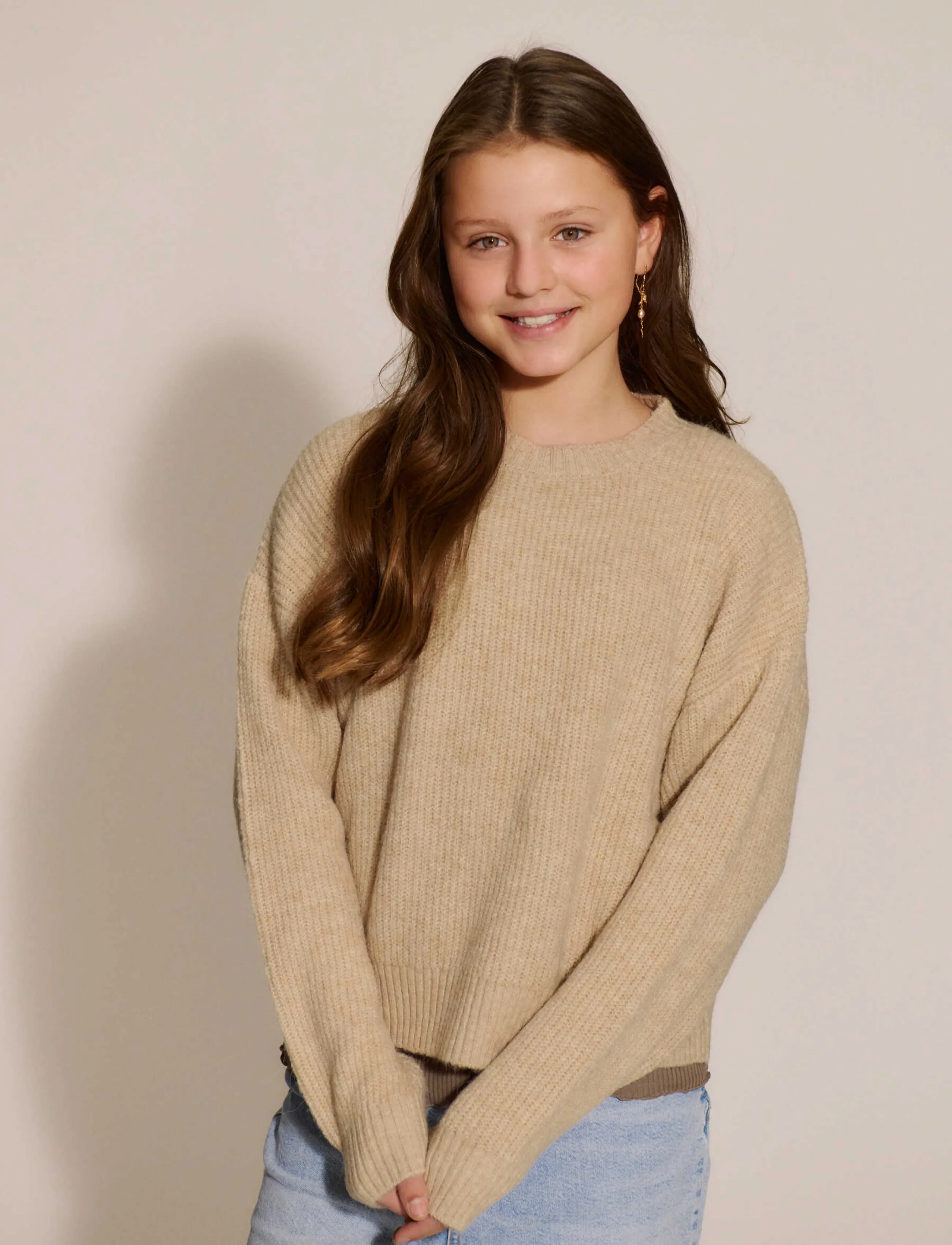 Rosemunde Kids - RKTinker Wool  Blend LS Short O-neck - trøjer - oat meal melange - 0