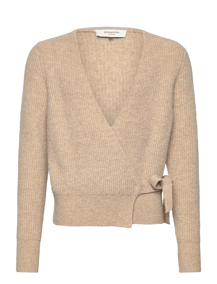 Rosemunde Kids - RKTinker Wool Blend LS Wrap Cardigan - cardigans - oat meal melange - 1