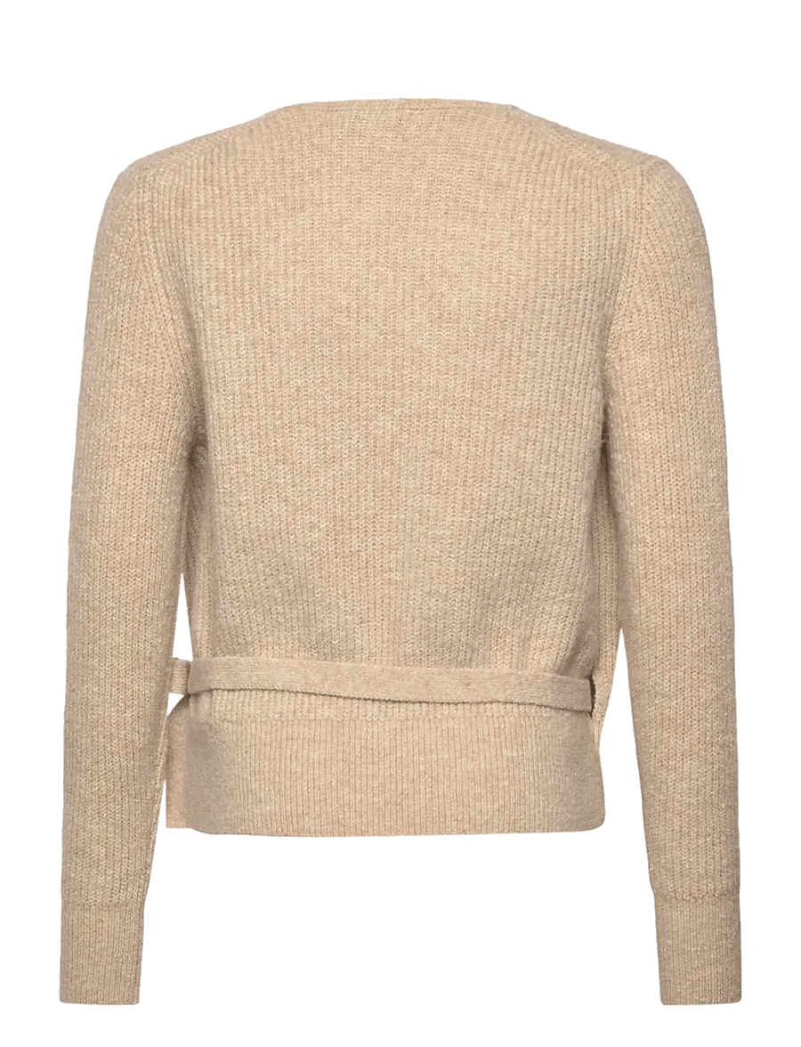 Rosemunde Kids - RKTinker Wool Blend LS Wrap Cardigan - cardigans - oat meal melange - 2