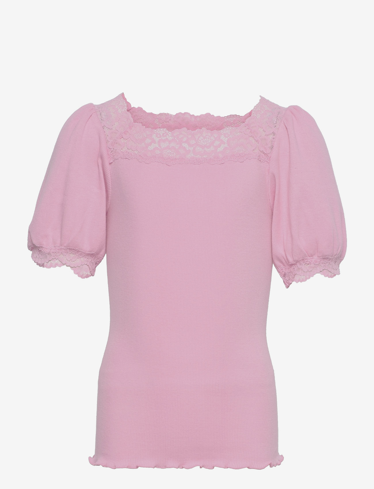Rosemunde Kids - Organic t-shirt ss w/lace - kortærmede - bubblegum pink - 0