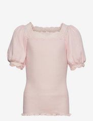 Organic t-shirt ss w/lace - ROSE CLOUD