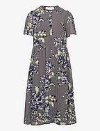 Recycled polyester dress ss - GREY ROSE BOUQUET PRINT