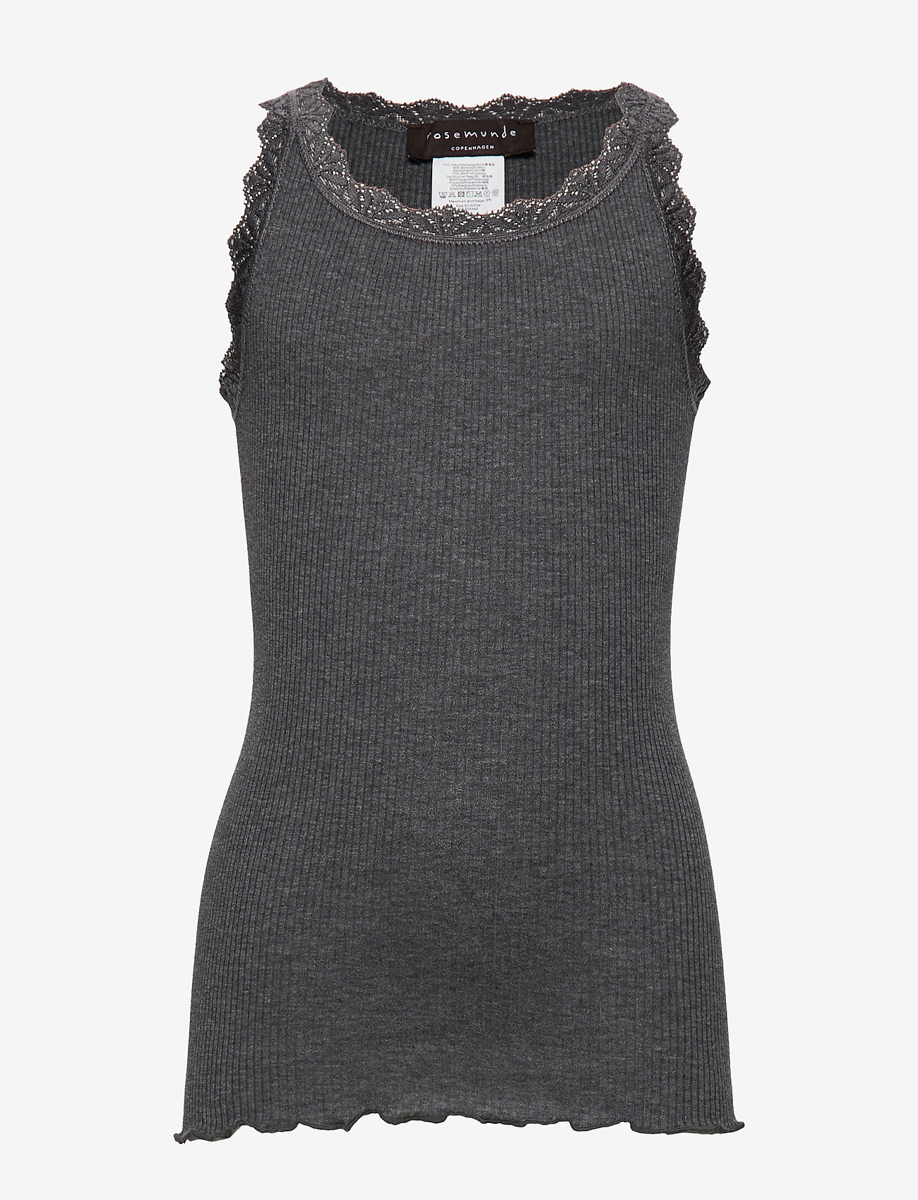 Rosemunde Kids - Beatha Silk top w/ lace - Õlapaeltega topid - dark grey melange - 0