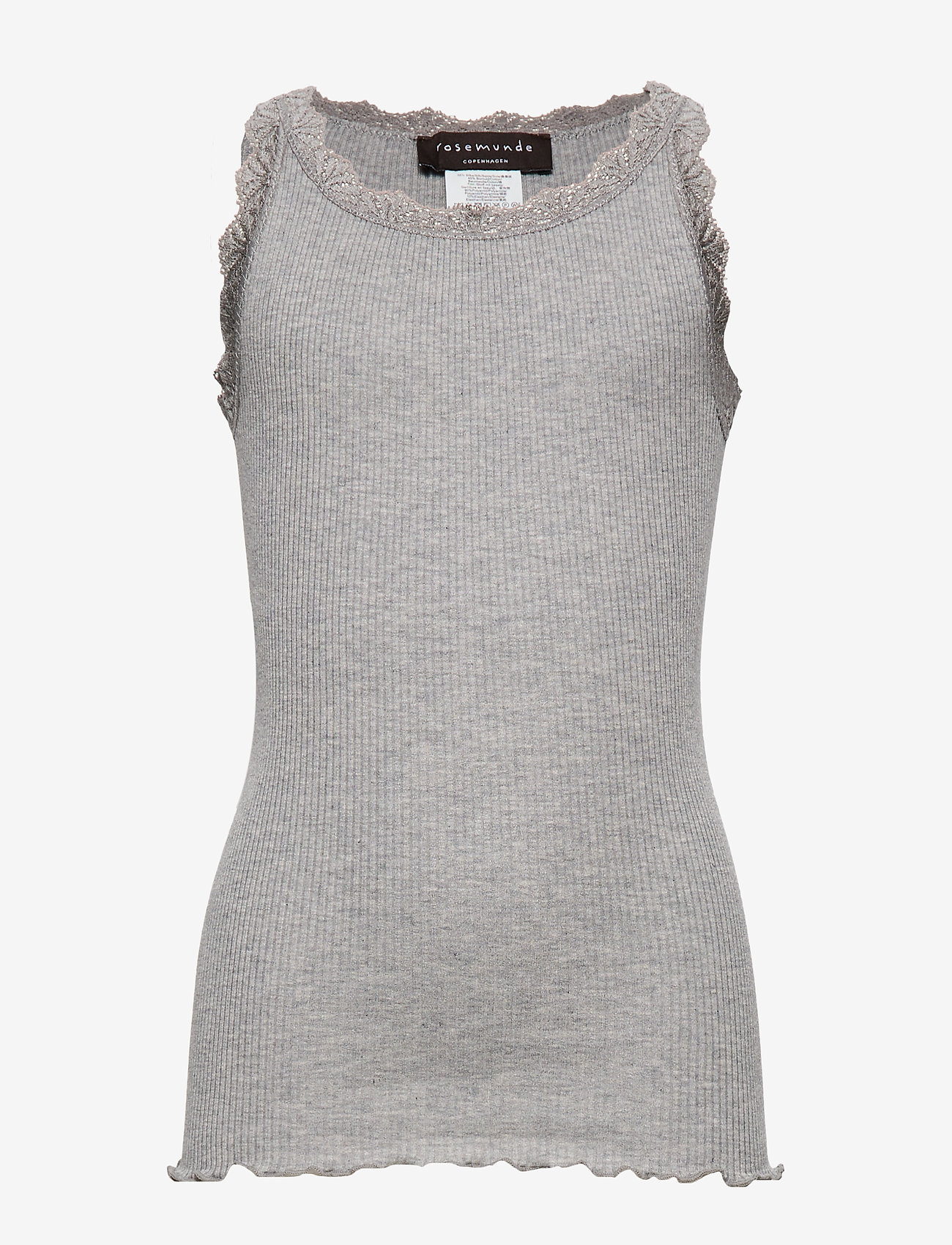 Rosemunde Kids - Silk top w/ lace - mouwloze t-shirts - light grey melange - 0