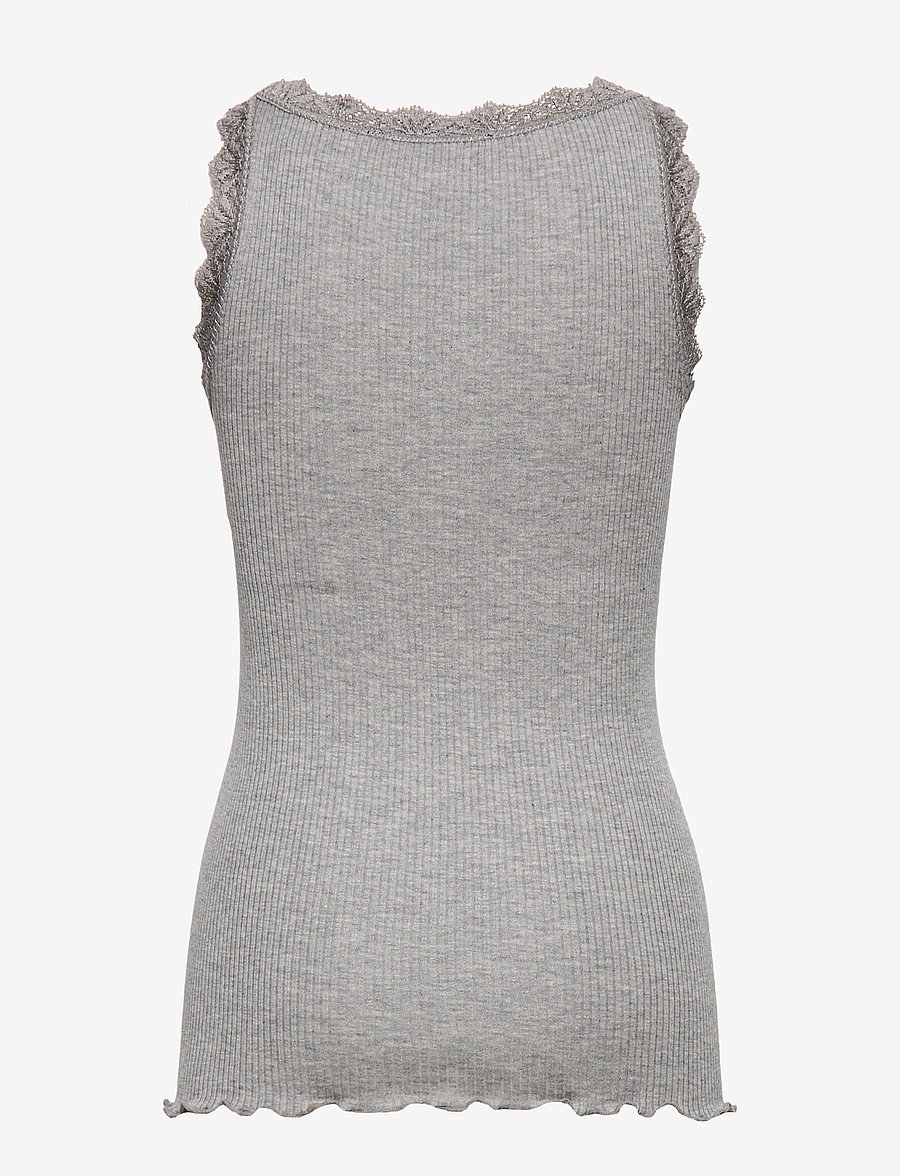 Rosemunde Kids - Beatha Silk top w/ lace - bez piedurknēm - light grey melange - 1