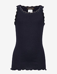 Silk top w/ lace - NAVY