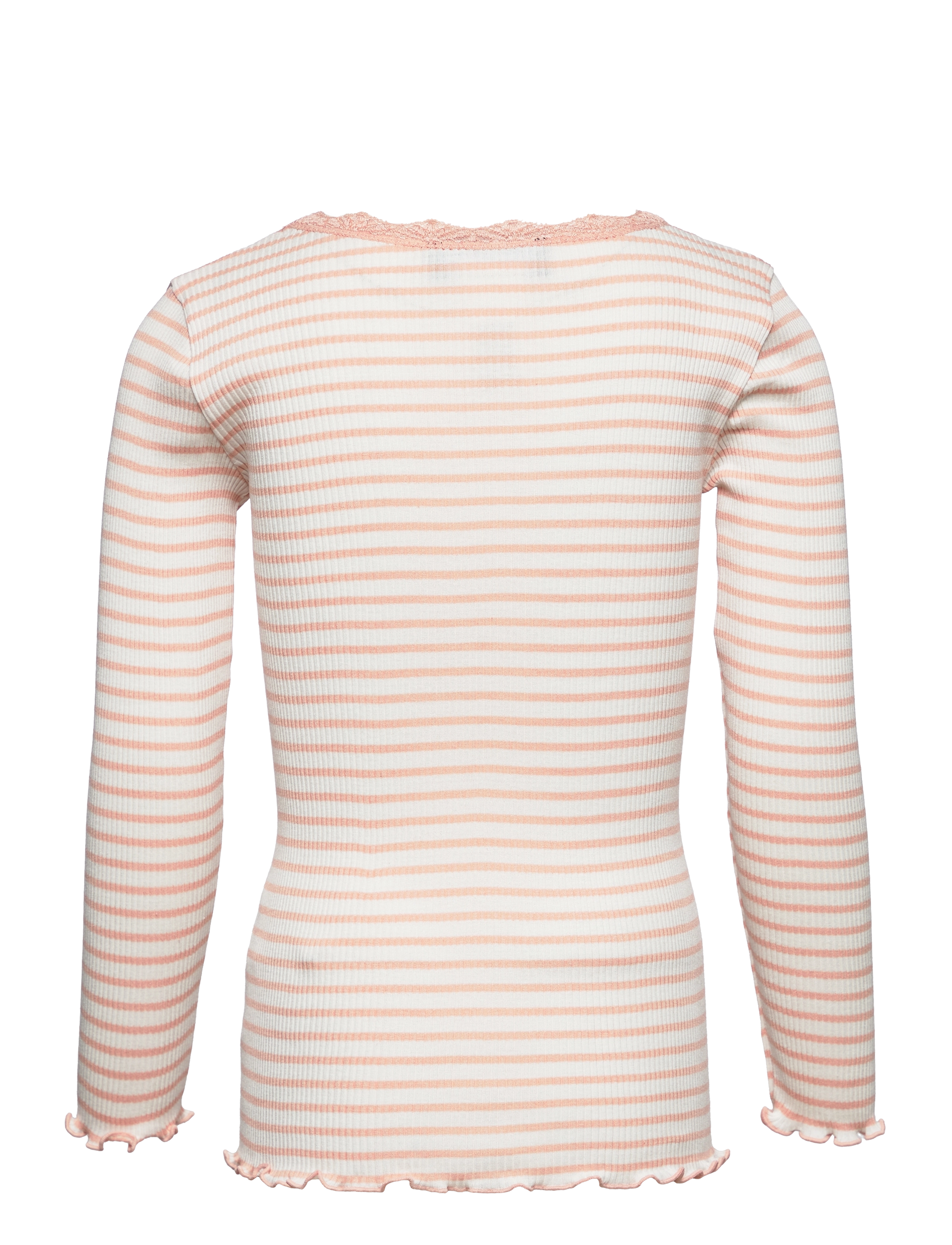 Rosemunde Kids - RKBeatha LS Lace Top - långärmade t-shirts - ivory peachy rose stripe - 1