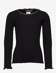 Rosemunde Kids - Silk t-shirt ls w/ lace - langermede t-skjorter - black - 0