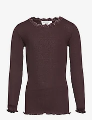 Rosemunde Kids - Silk t-shirt ls w/ lace - long-sleeved t-shirts - black brown - 0