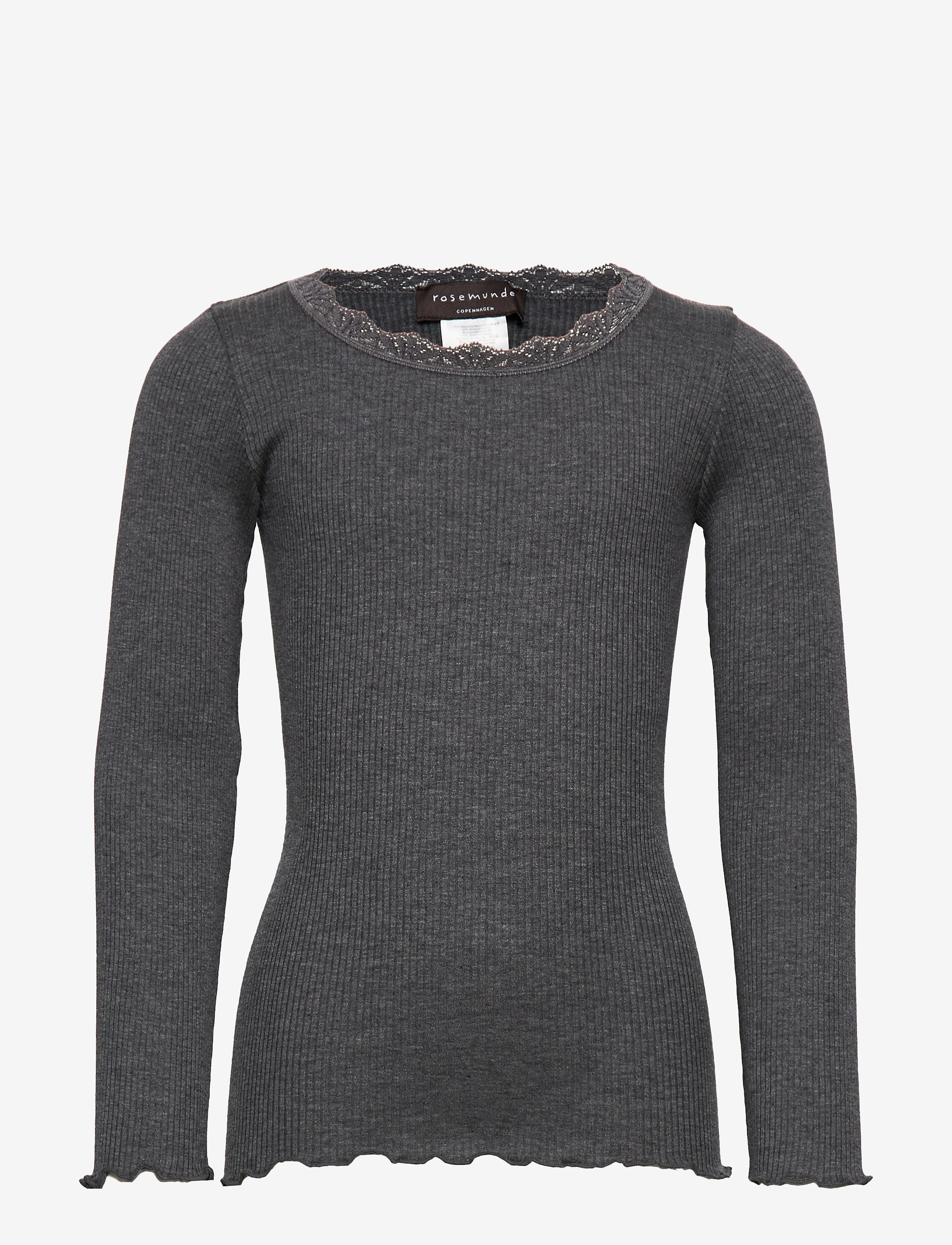 Rosemunde Kids RKBeatha LS Lace Top - Overdele - DARK GREY MELANGE / grey