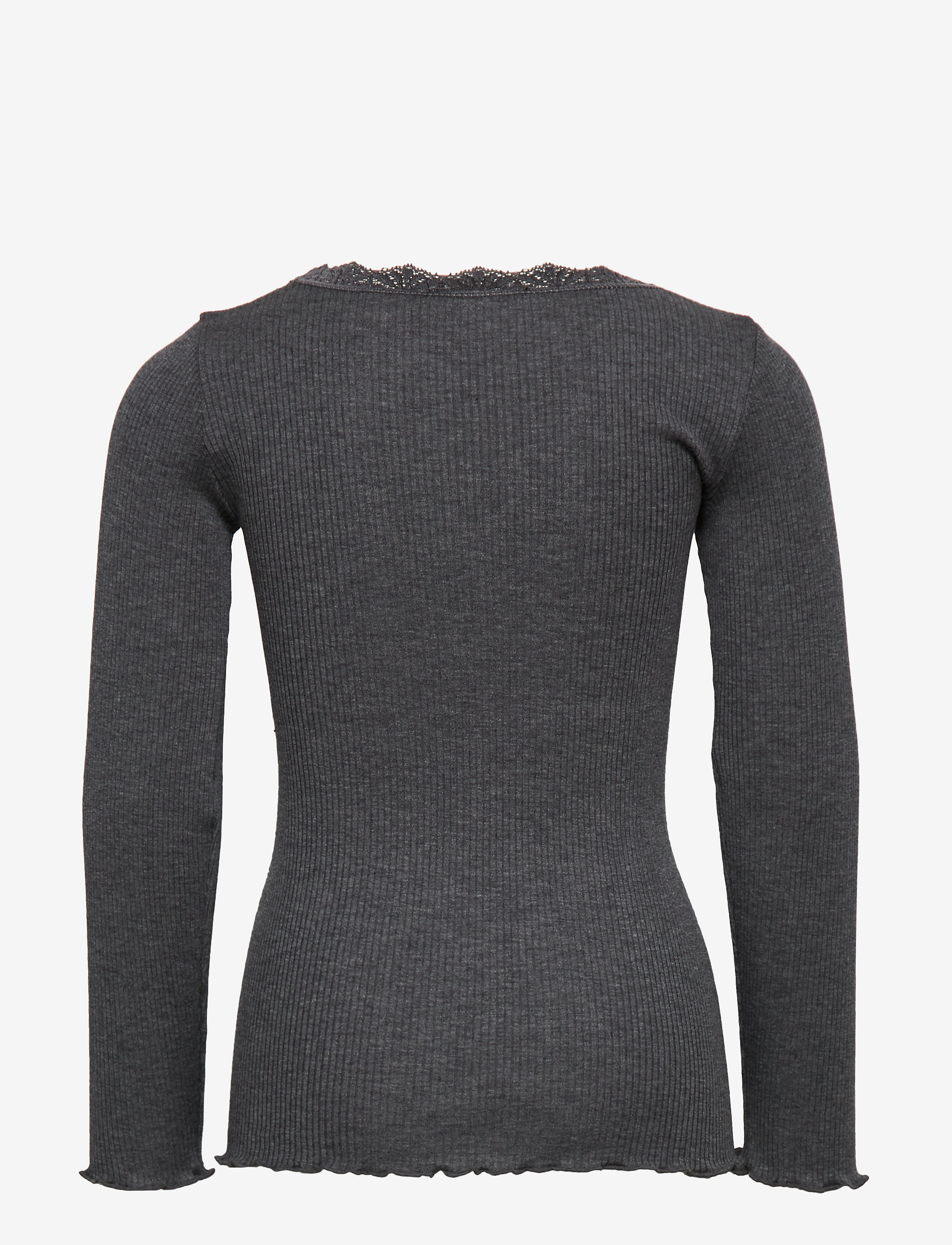 Rosemunde Kids - RKBeatha LS Lace Top - langærmede t-shirts - dark grey melange - 1
