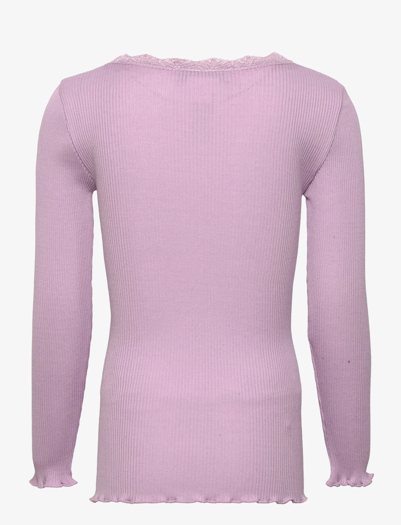 Rosemunde Kids - Silk t-shirt ls w/ lace - long-sleeved t-shirts - lavender frost - 1