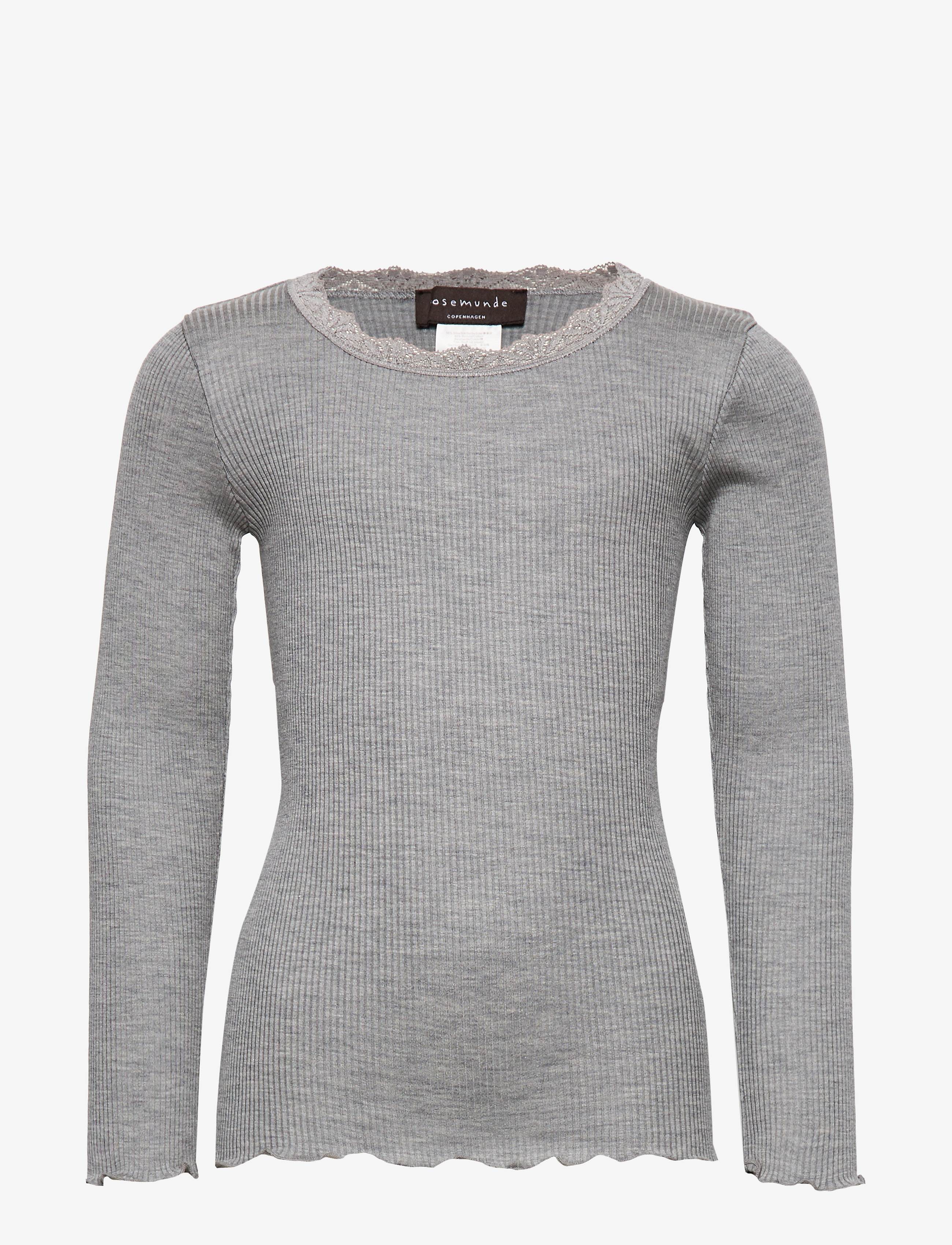 Rosemunde Kids - RKBeatha LS Lace Top - langærmede t-shirts - light grey melange - 0