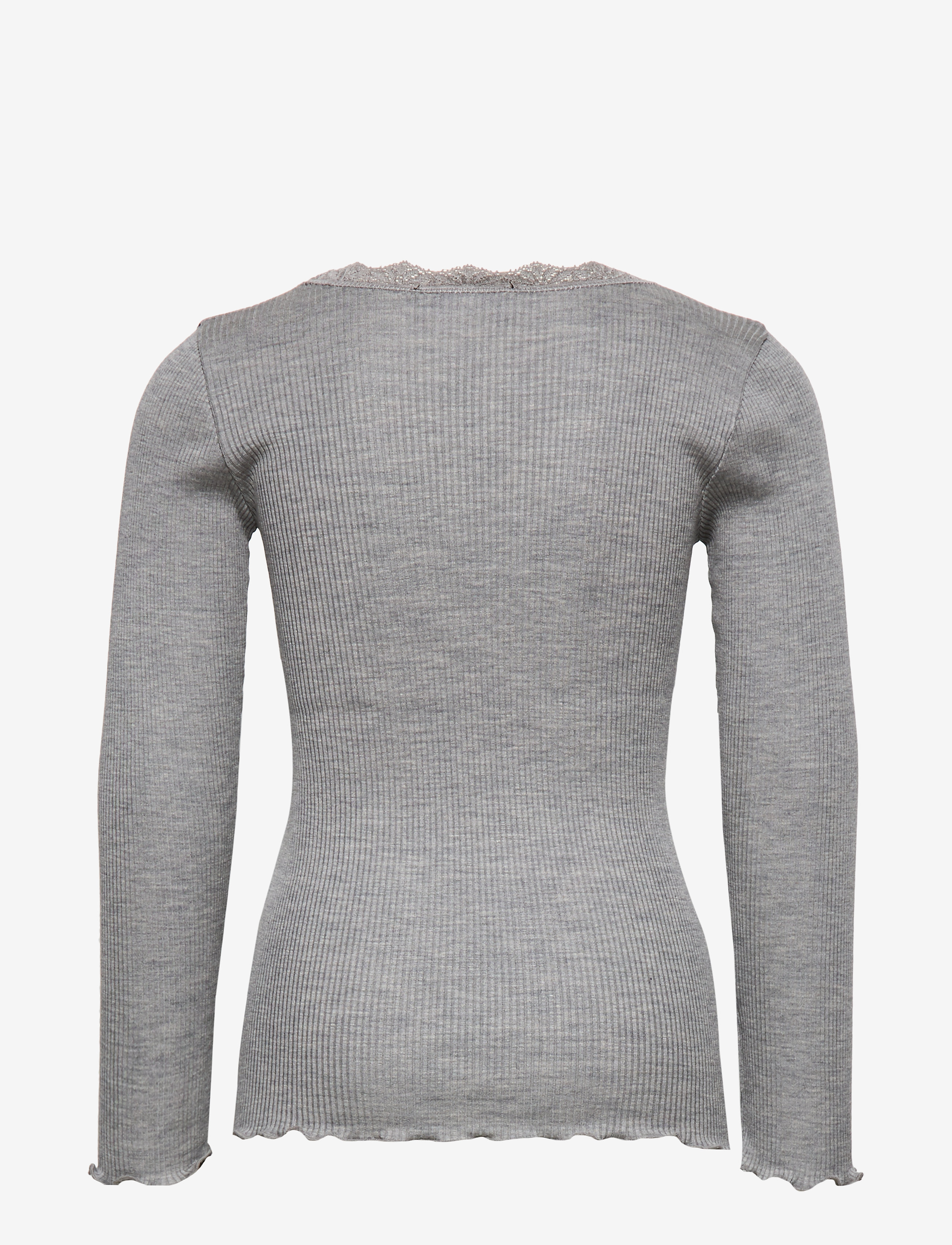 Rosemunde Kids - RKBeatha LS Lace Top - langærmede t-shirts - light grey melange - 1