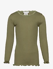 Rosemunde Kids - Silk t-shirt ls w/ lace - t-shirts à manches longues - loden green - 0