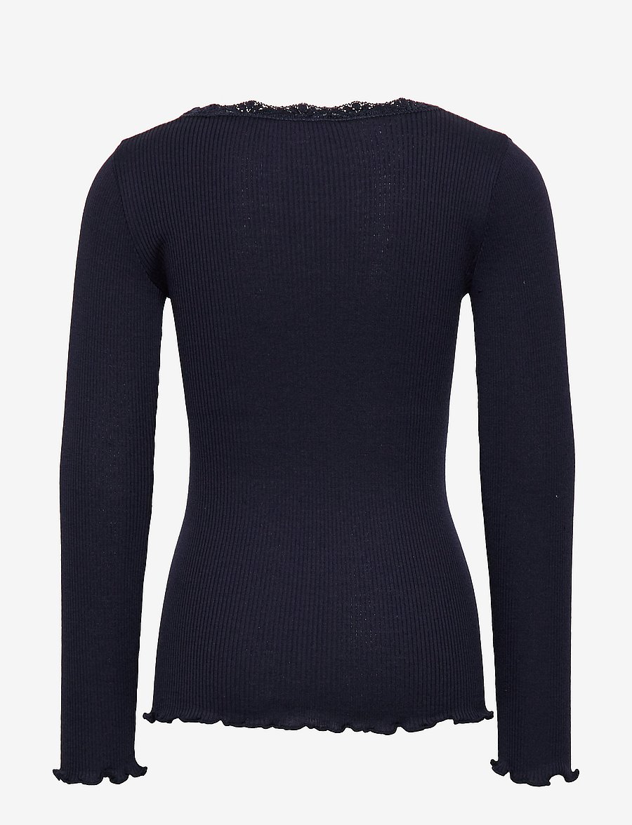 Rosemunde Kids - Beatha Silk t-shirt w/ lace - langärmelig - navy - 1