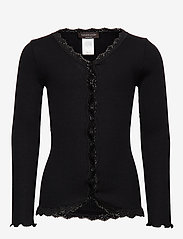 Silk cardigan w/ lace - BLACK