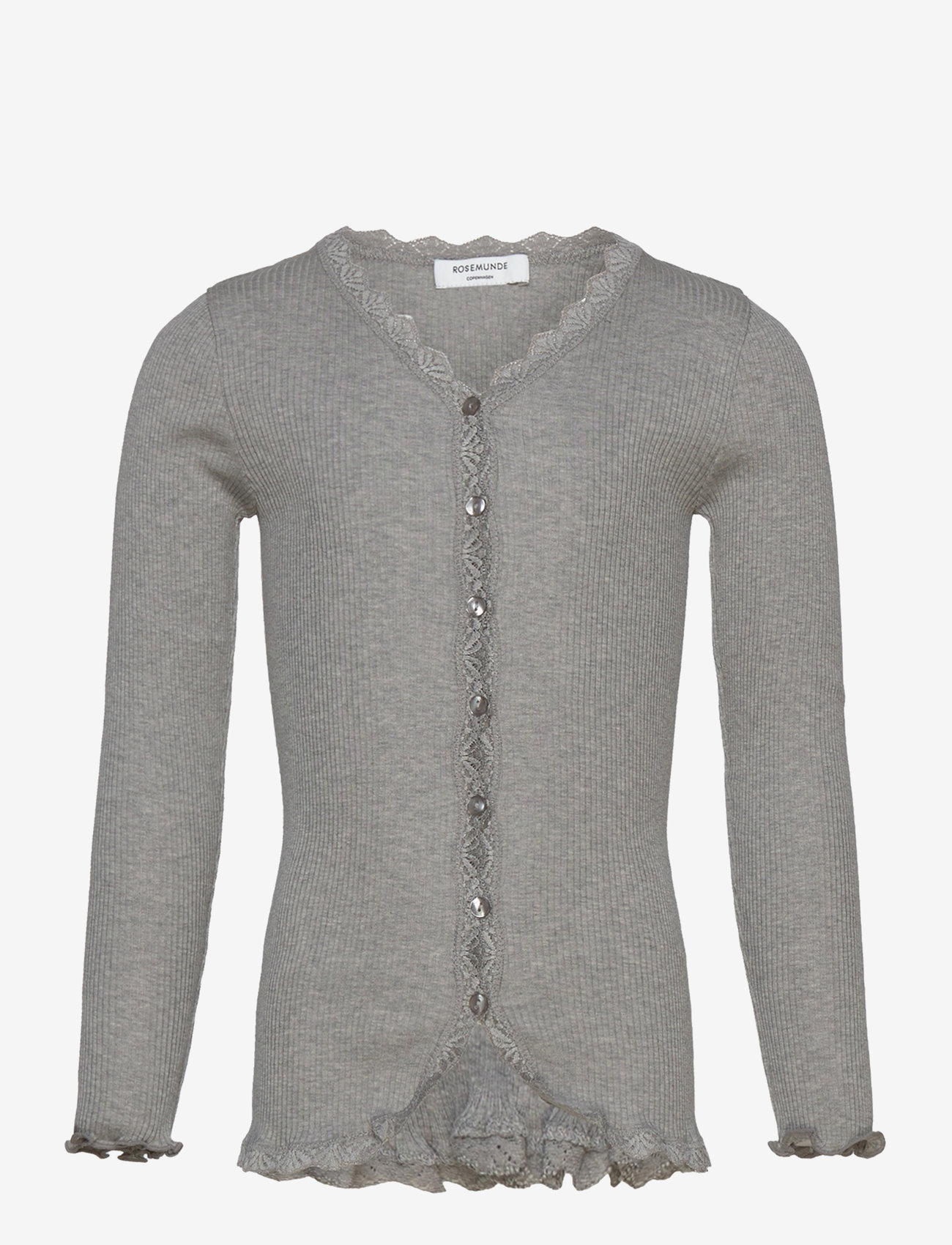 Rosemunde Kids - RKBeatha LS Cardigan w/ lace - kardiganid - light grey melange - 0