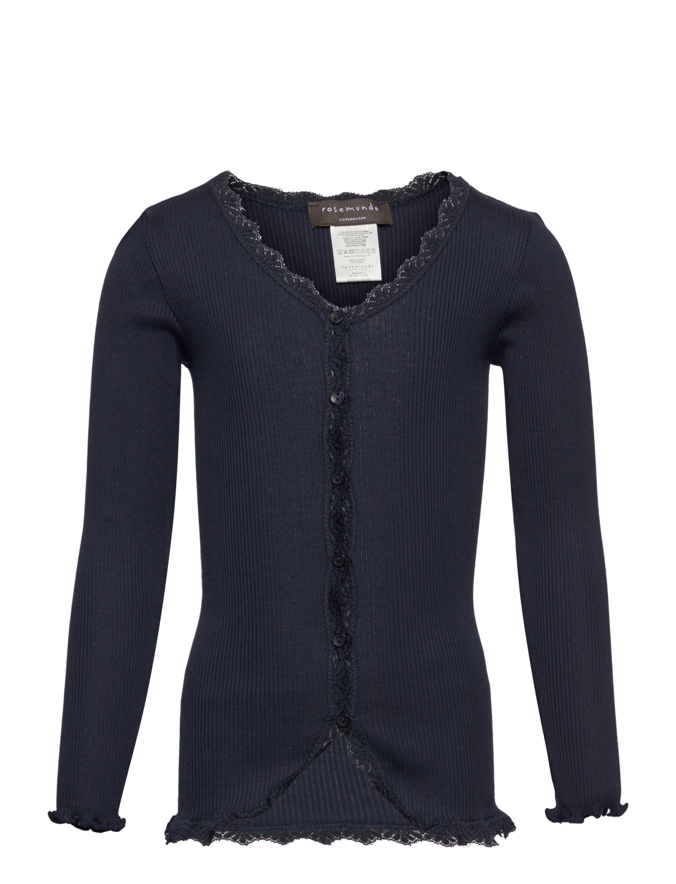 Rosemunde Kids Rkbeatha Ls Cardigan W/ Lace, 140, Blue, Strik > Cardigans, Børn