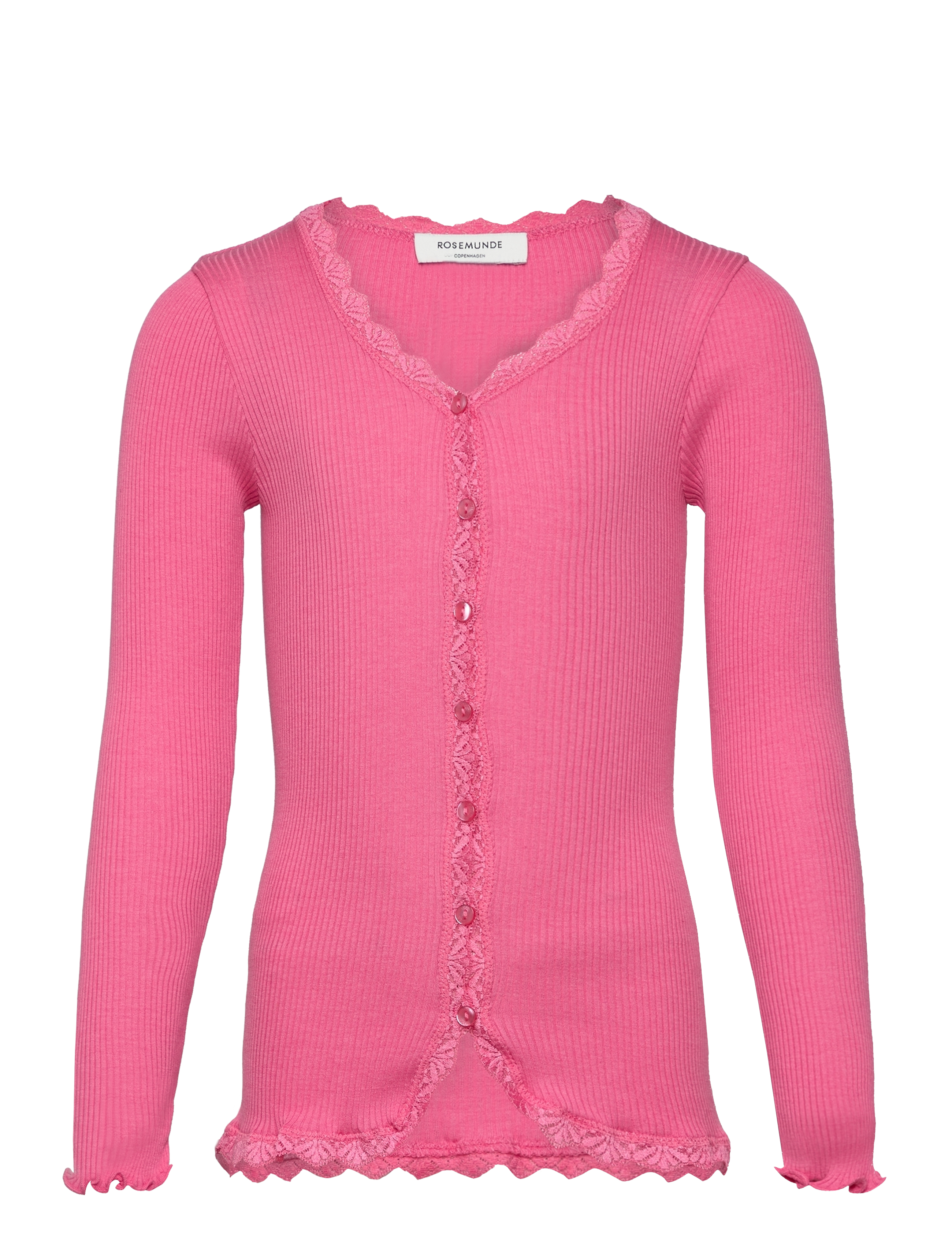 Rosemunde Kids Rkbeatha Ls Cardigan W/ Lace, 176, Pink, Strik > Cardigans, Børn