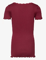 Rosemunde Kids - Silk t-shirt  ss w/ lace - short-sleeved t-shirts - cabernet - 1