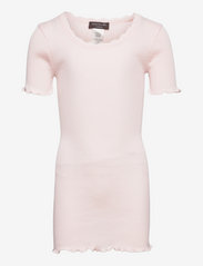 Silk t-shirt  ss w/ lace - ROSE CLOUD