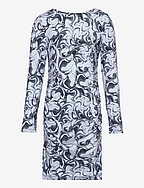 Viscose dress - NAVY SWIRL PRINT