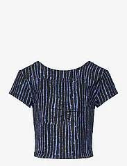 Rosemunde Kids - Viscose t-shirt - short-sleeved t-shirts - blue uneven stripe print - 0