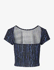 Rosemunde Kids - Viscose t-shirt - short-sleeved t-shirts - blue uneven stripe print - 1