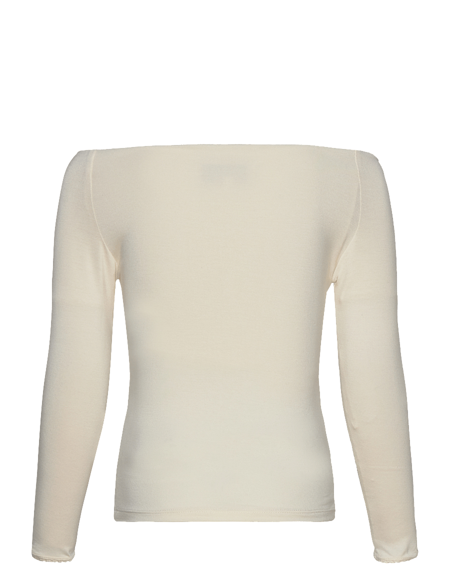 Rosemunde Kids - RKBiarritz LS Off Shoulder T-shirt - long-sleeved t-shirts - ivory - 1