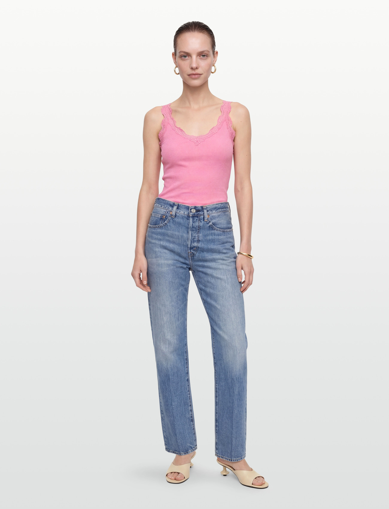 Rosemunde Rwbeatha Silk Sl V-Neck Lace Top - - XS 1