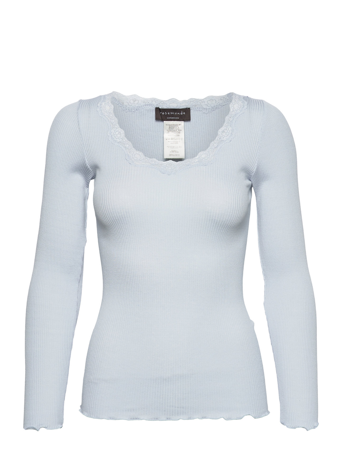 Rosemunde Rwbabette Silk Ls U-Neck Lace T-Shirt - - XS 7