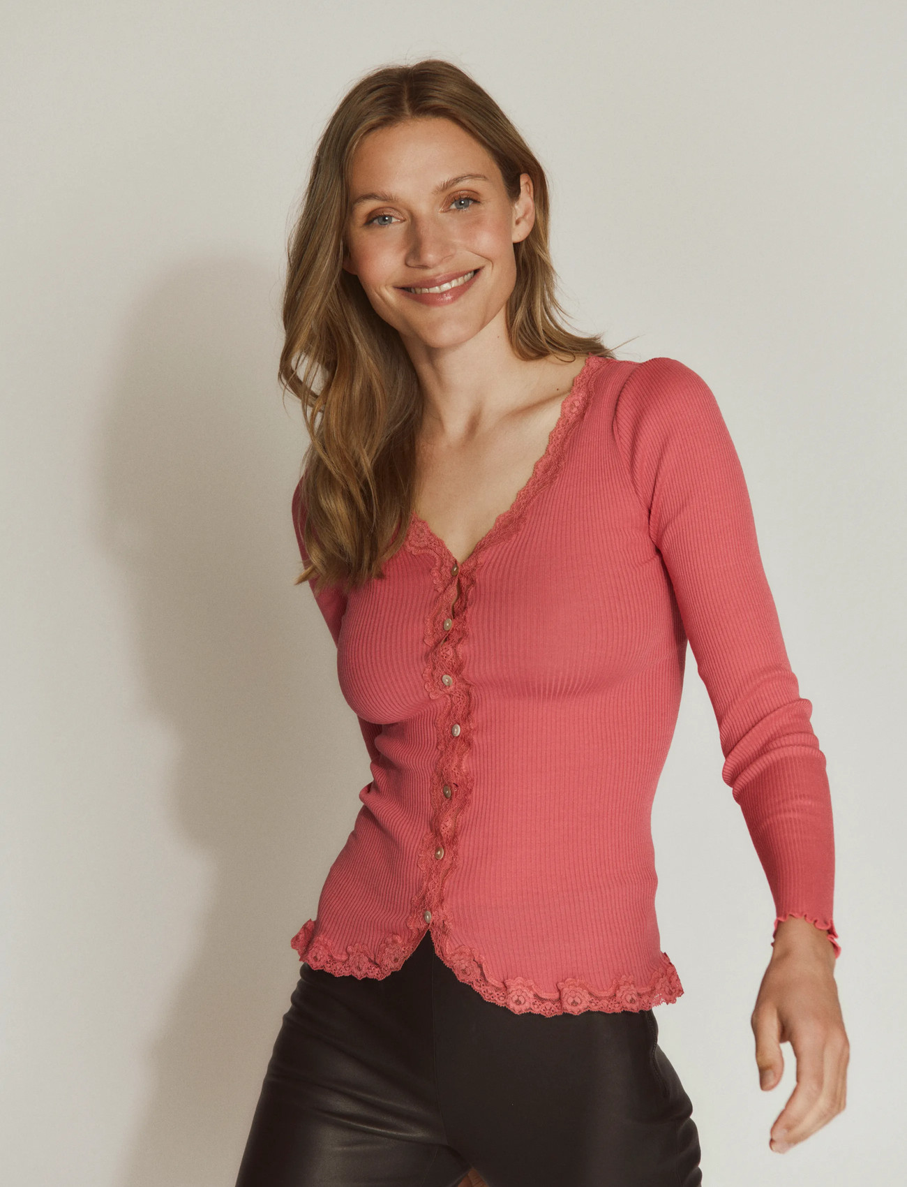 Rosemunde Rwbabette Silk Ls V-Neck Lace Cardigan - - XS 1