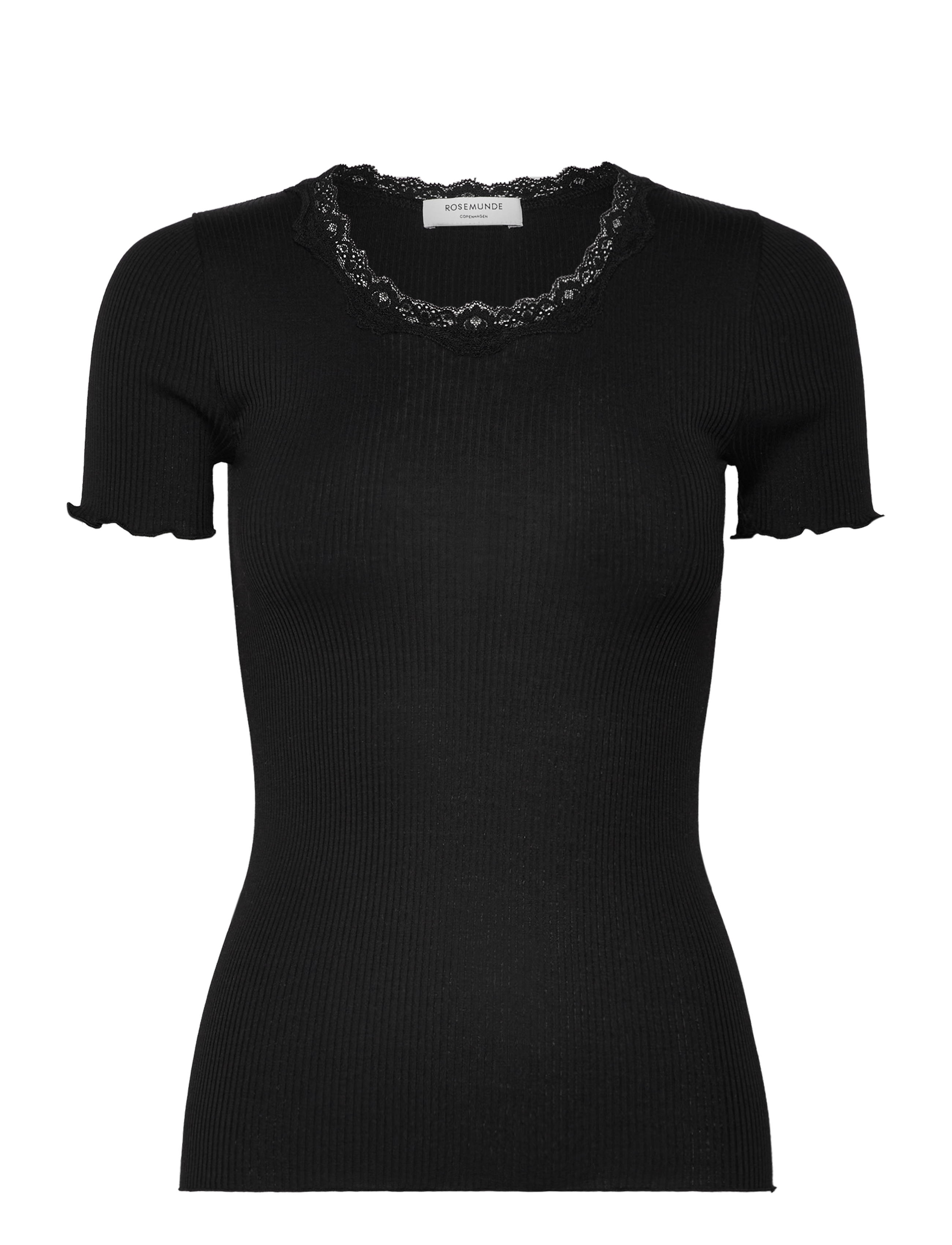 Rosemunde RWBeatha Silk SS Lace T-shirt - Tøj - BLACK / black