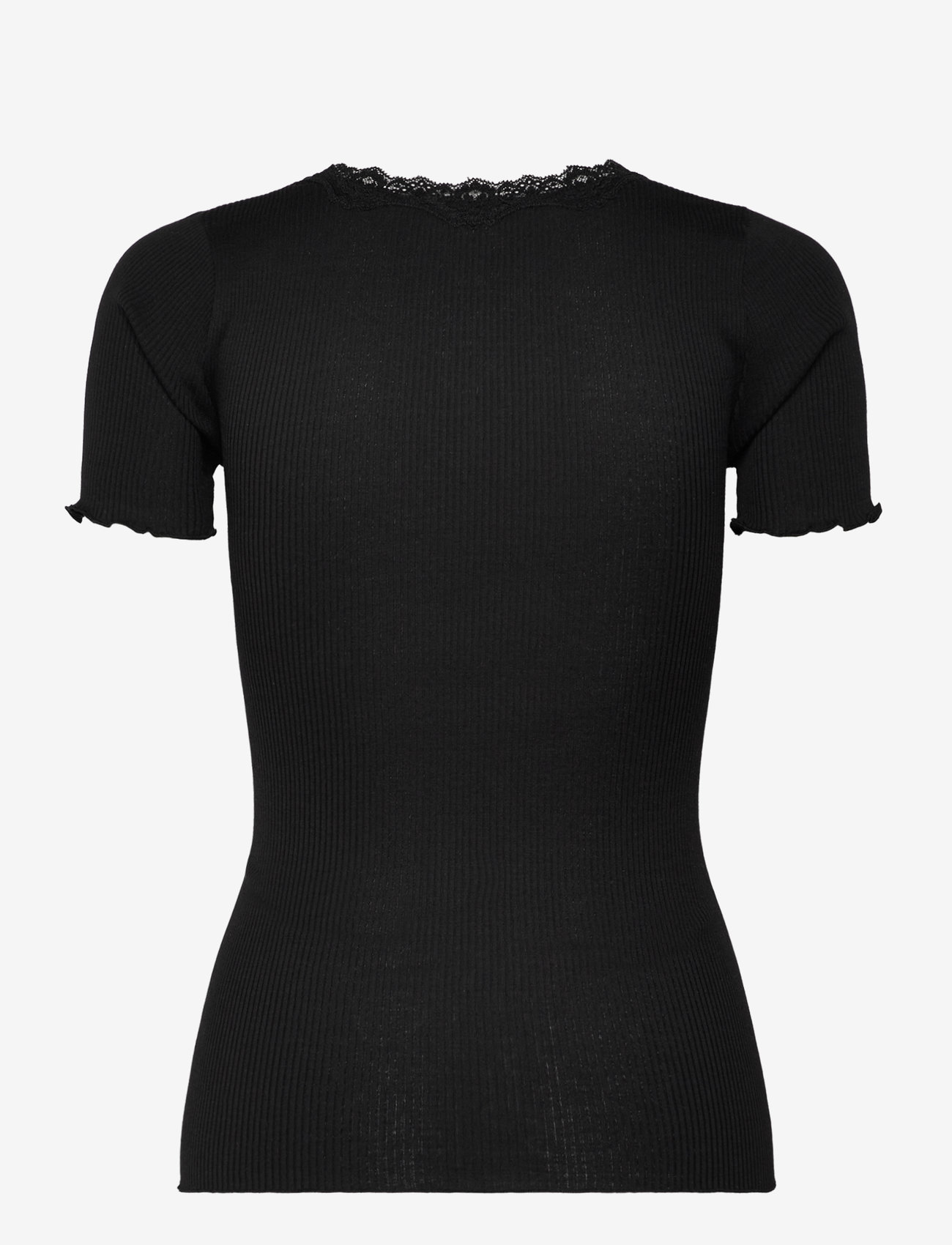 Rosemunde - RWBeatha Silk SS Lace T-shirt - t-shirts - black - 1