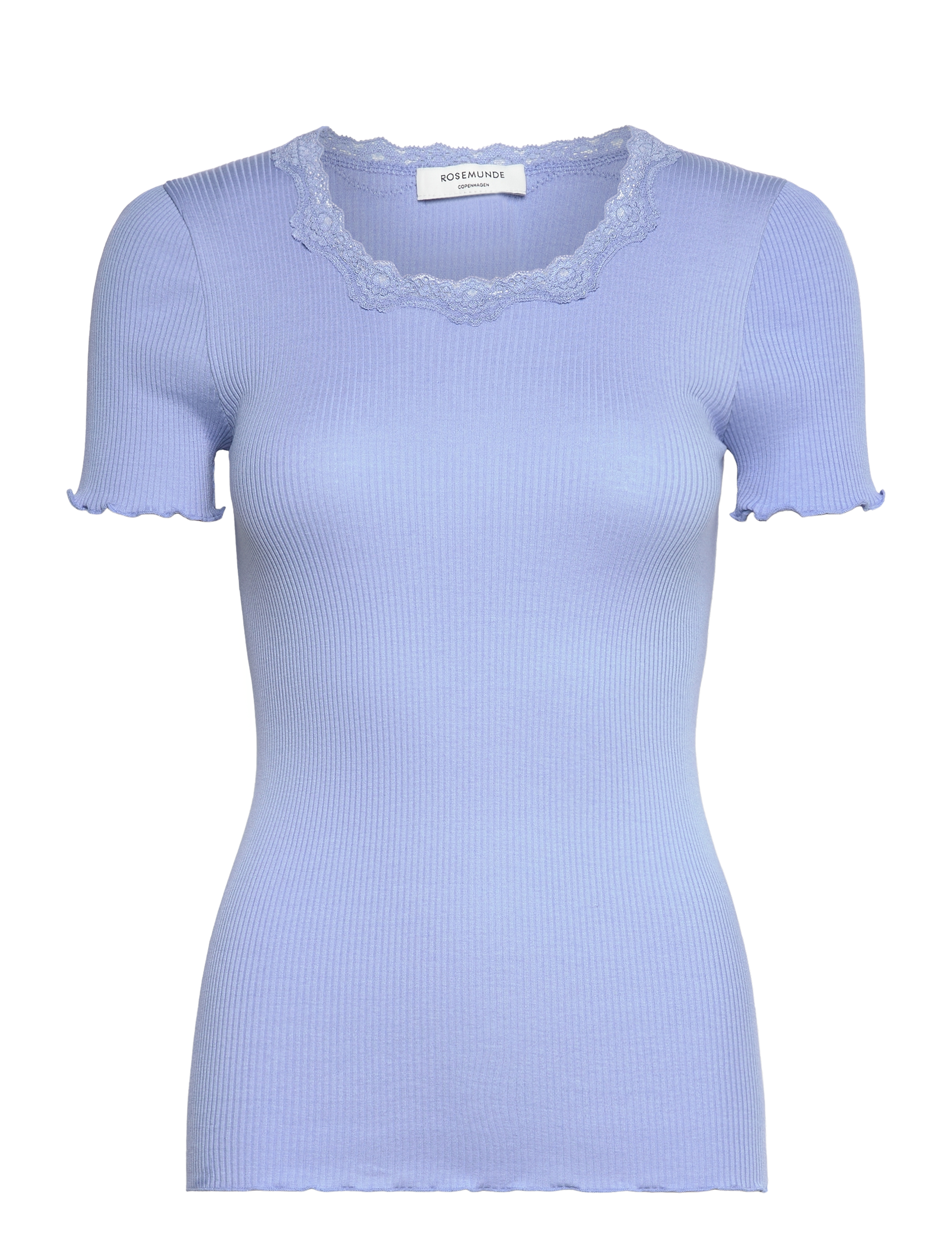 Rosemunde RWBeatha Silk SS Lace T-shirt - Tøj - BLUE HEAVEN / blue