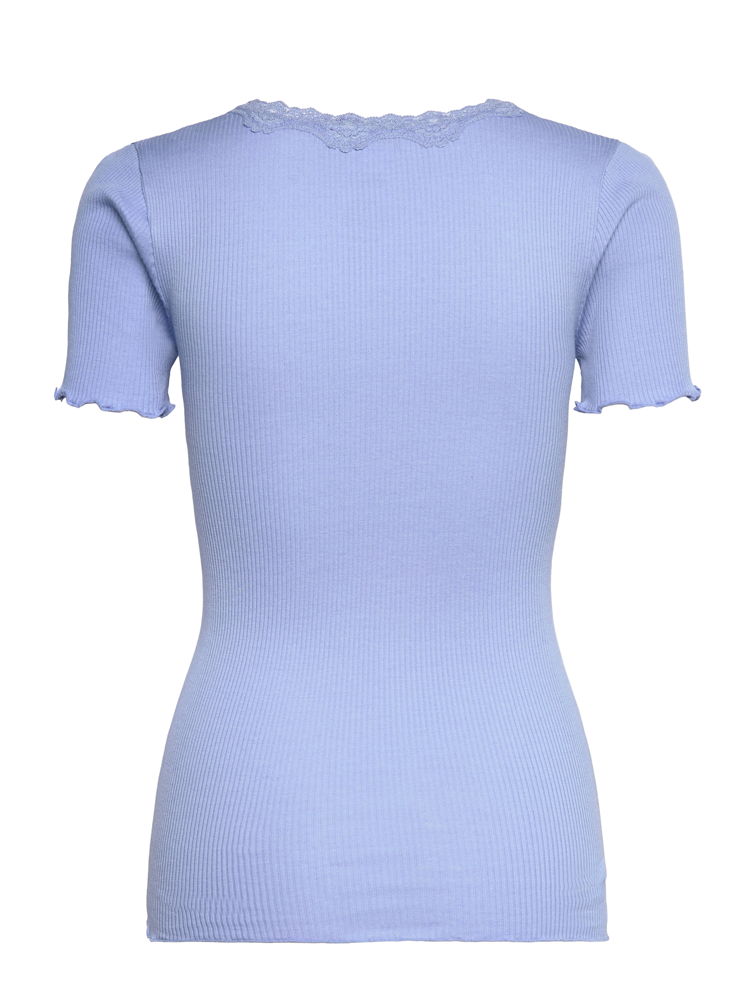 Rosemunde - RWBeatha Silk SS Lace T-shirt - t-shirts - blue heaven - 2