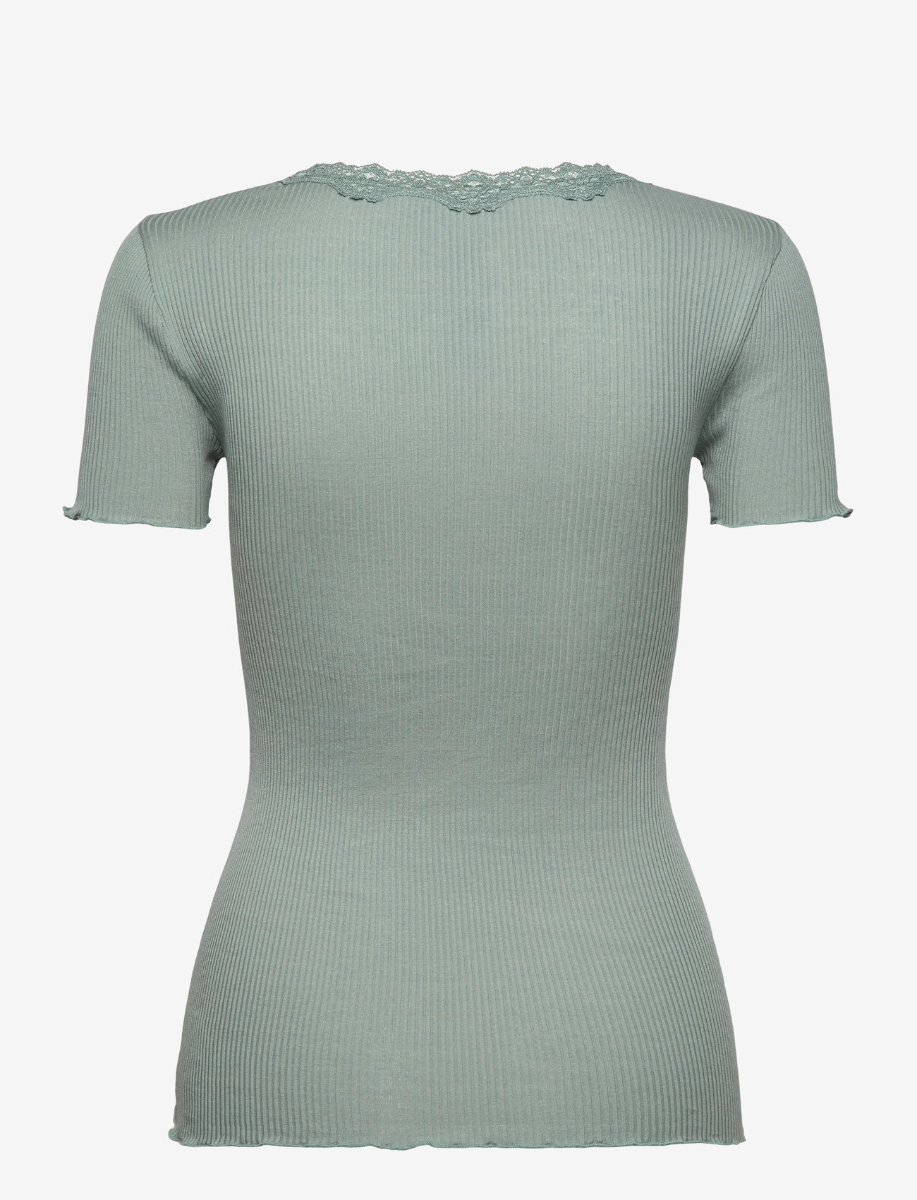 Rosemunde - RWBeatha Silk SS Lace T-shirt - t-shirts - chinois green - 1