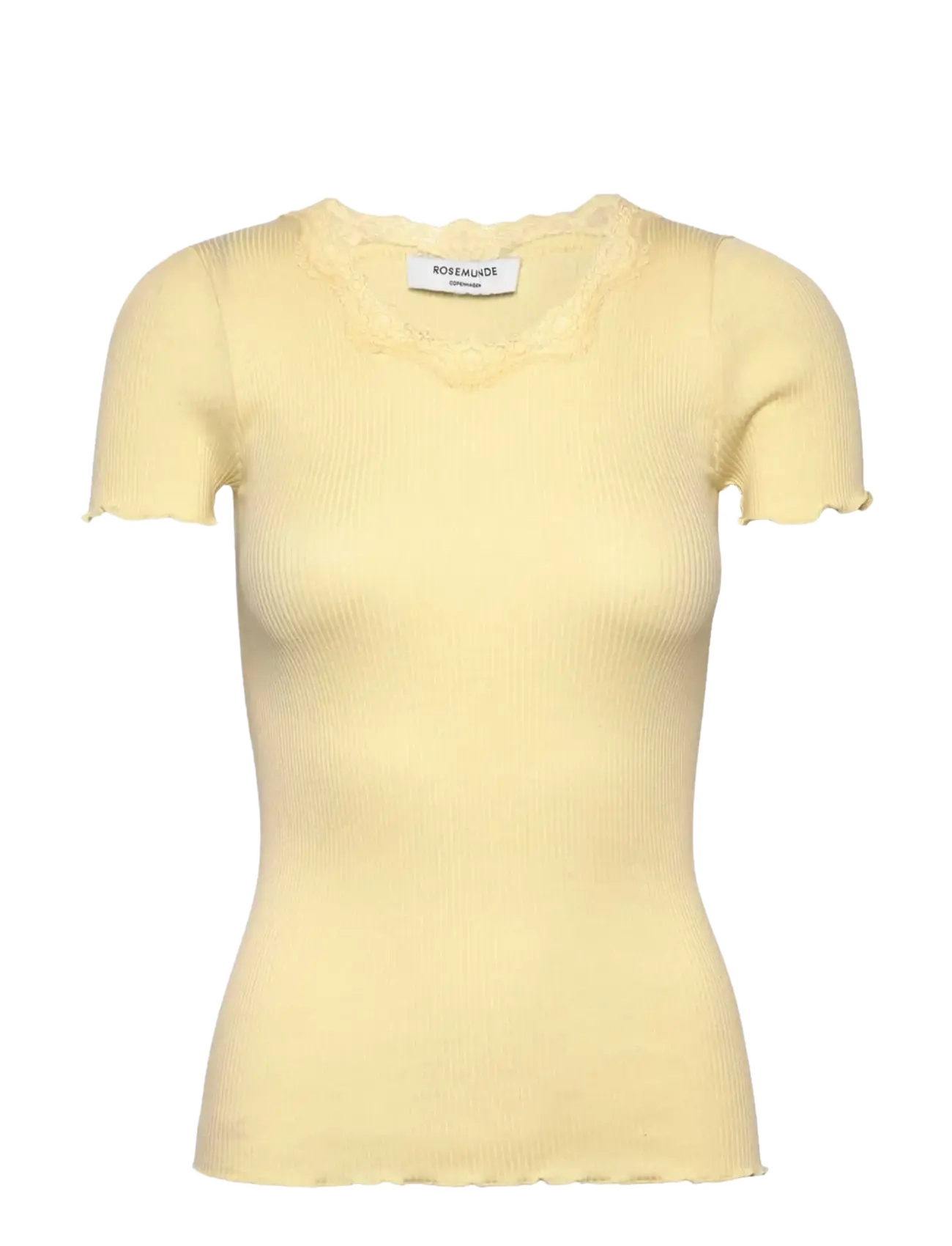Rosemunde RWBeatha Silk SS Lace T-shirt - Tøj - FLAN / yellow