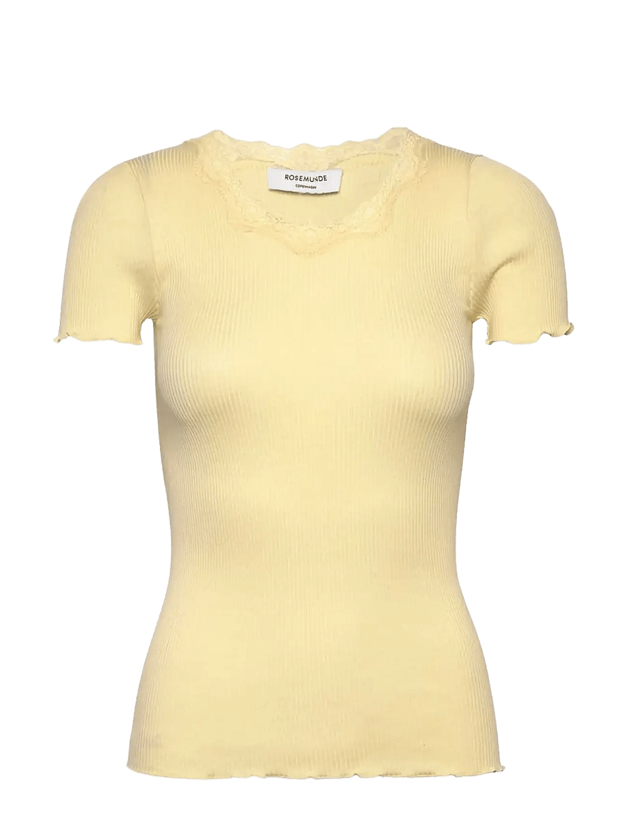 Rosemunde - RWBeatha Silk SS Lace T-shirt - t-särgid - flan - 0
