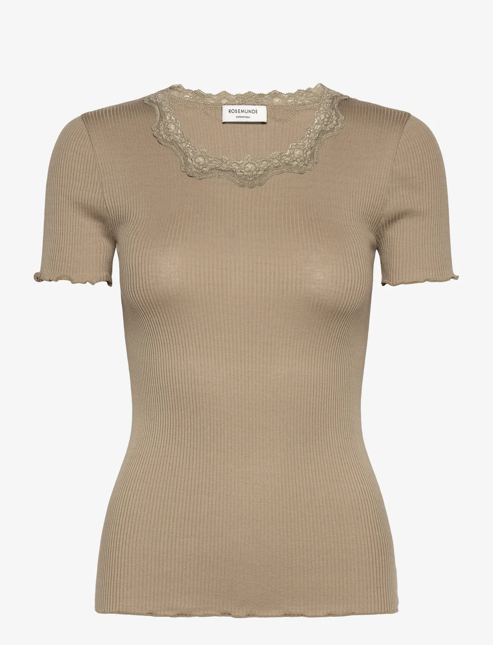 Rosemunde - RWBeatha Silk SS Lace T-shirt - t-shirts - laurel oak - 0