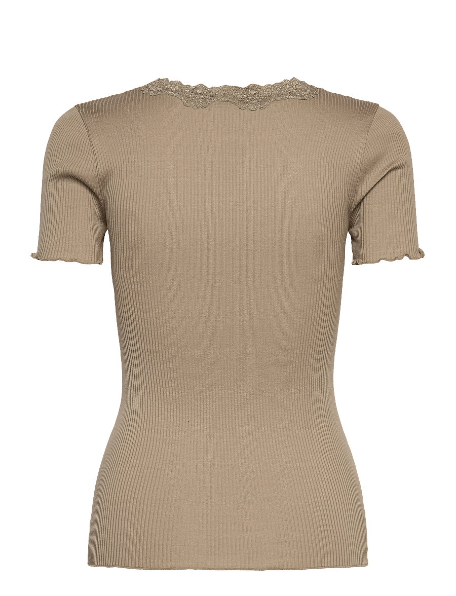 Rosemunde - RWBeatha Silk SS Lace T-shirt - t-shirts - laurel oak - 1