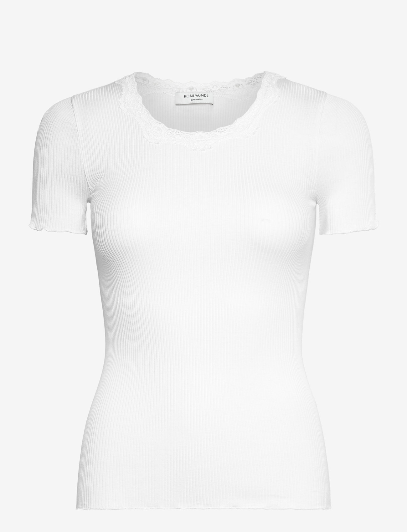 Rosemunde - RWBeatha Silk SS Lace T-shirt - t-shirts - new white - 1