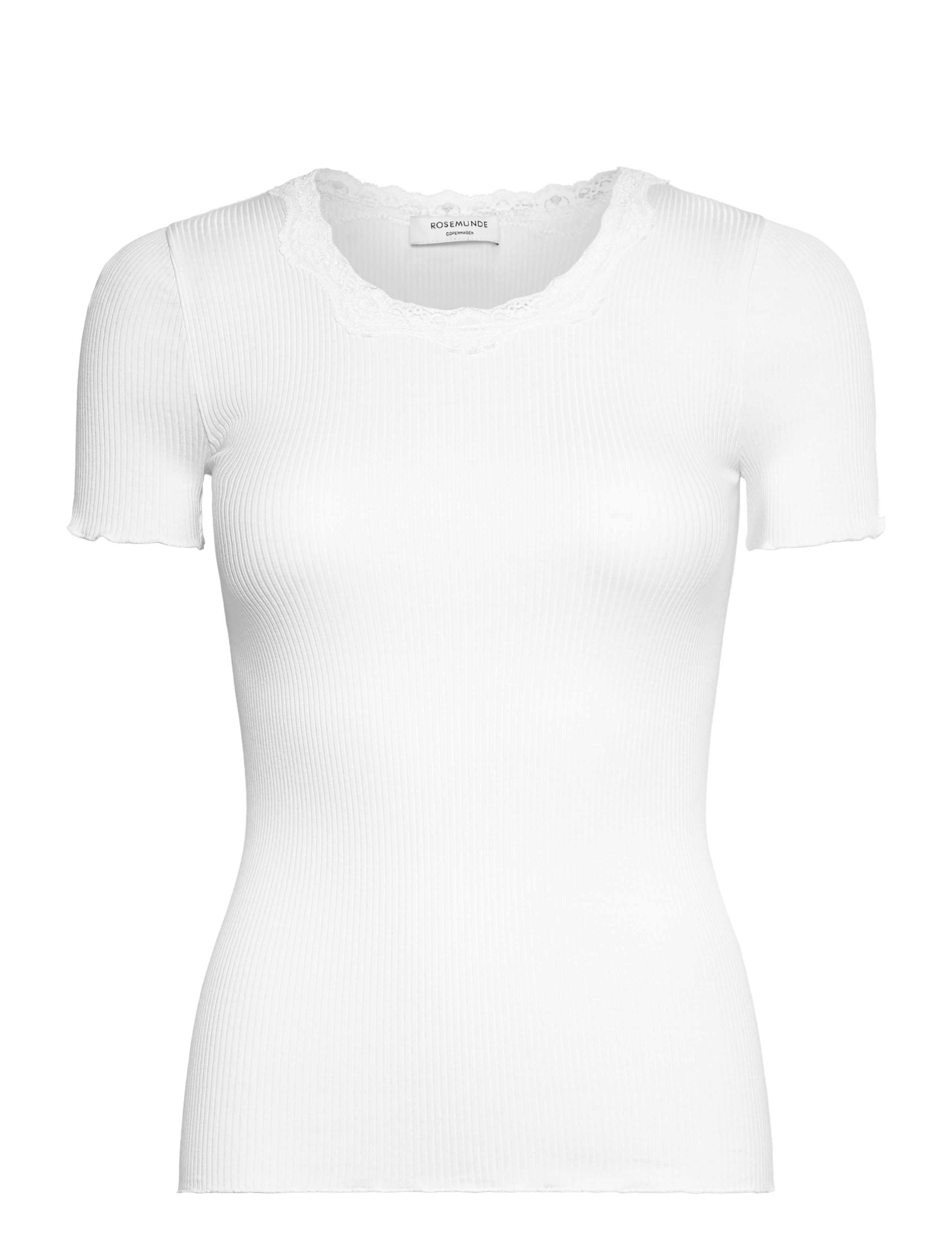 Rosemunde RWBeatha Silk SS Lace T-shirt - Tøj - NEW WHITE / white